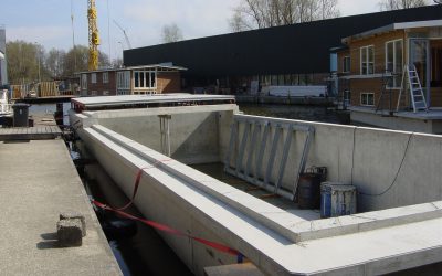 Beelen CS architecten Eindhoven Nieuwbouw woonboot waterwoning in Amsterdam bouw 14 het betoncasco