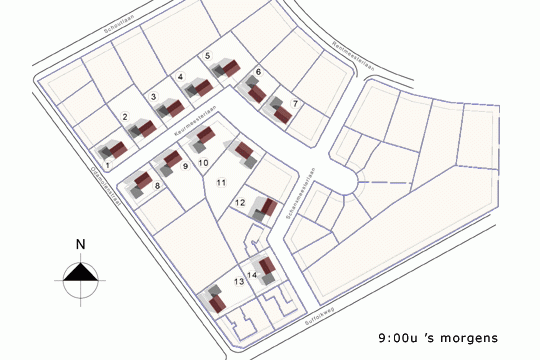 Voorstudie naar bezonning voor kavelkeuze in Weert