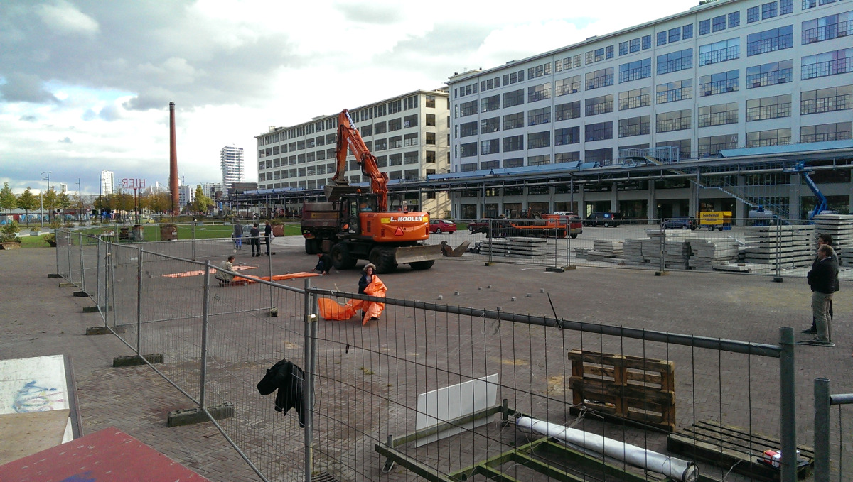 voorbereiding bouwplaats Ketelhuisplein Strijp-S