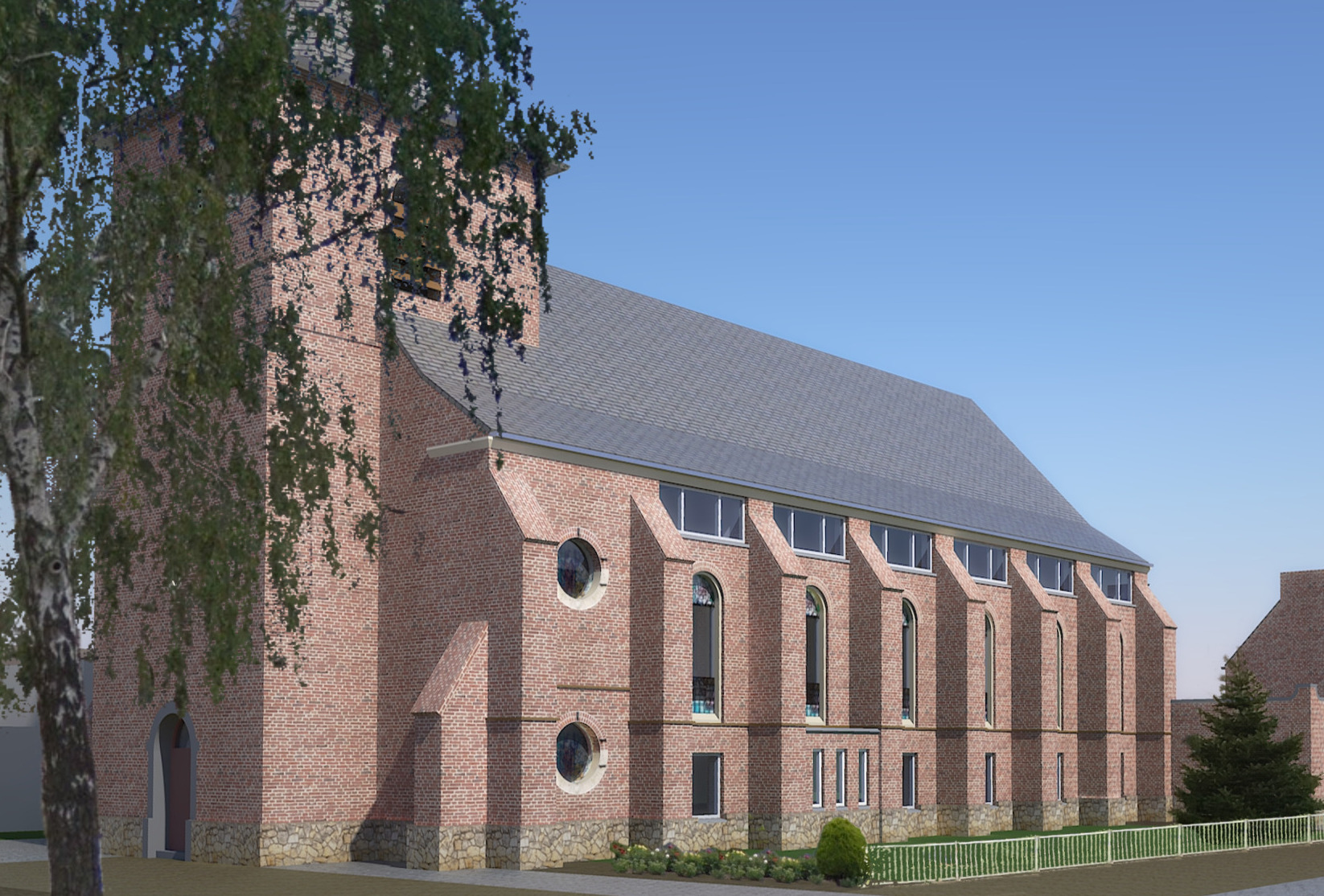 Herbestemming Bernadettekerk Landgraaf impressie uitgelicht - BEELEN CS architecten Eindhoven