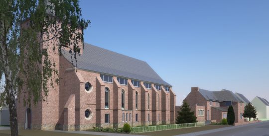 Herbestemming Bernadettekerk Landgraaf naar impressie nieuwe toestand - BEELEN CS architecten Eindhoven