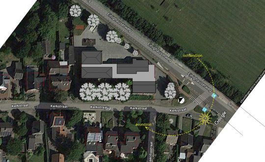 Studie inpassing woongroep in schoolgebouw - situatie massa dakvormen - BEELEN CS architecten Eindhoven